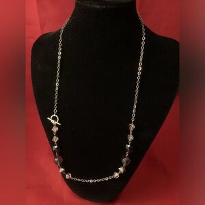 Purple and silver tone necklace